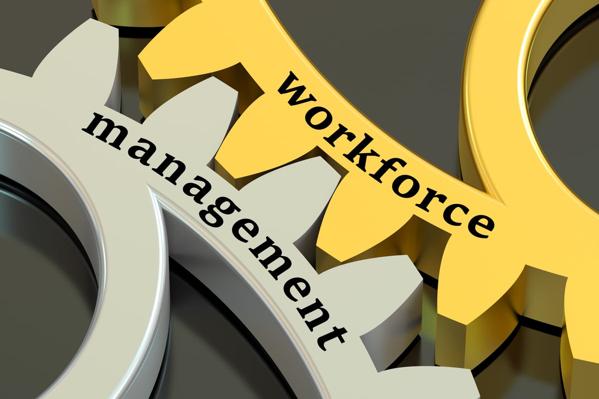 workforce management concept on the gearwheels