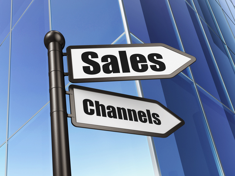 Marketing concept: sign Sales Channels on Building background